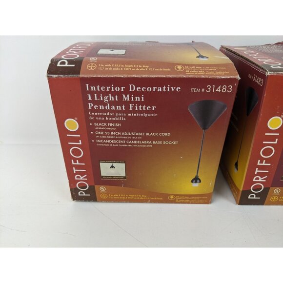 Portfolio Interior Decorative Mini Pendant Fitter Light - Black - #31483 - NIB - Picture 3 of 12